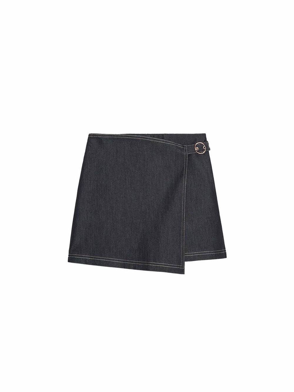 Zara Black Wrap Denim Skort with Buckle